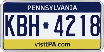 PA license plate KBH4218