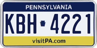 PA license plate KBH4221
