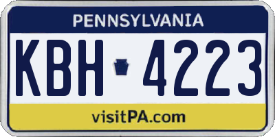 PA license plate KBH4223
