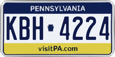 PA license plate KBH4224