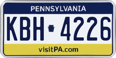 PA license plate KBH4226