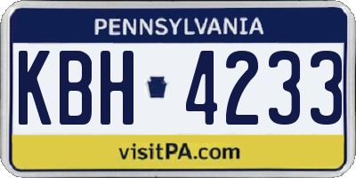 PA license plate KBH4233