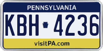 PA license plate KBH4236