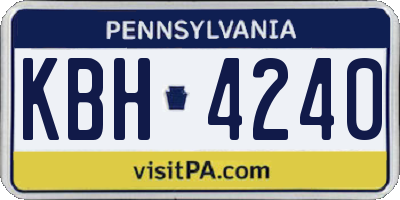 PA license plate KBH4240