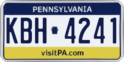 PA license plate KBH4241