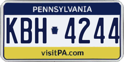 PA license plate KBH4244
