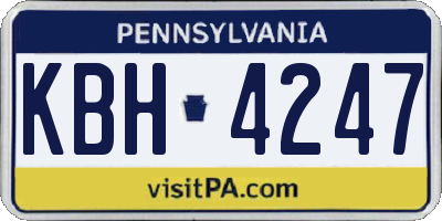 PA license plate KBH4247