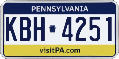 PA license plate KBH4251