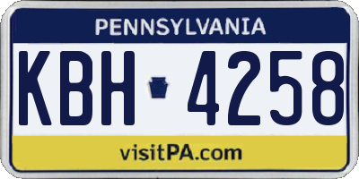 PA license plate KBH4258