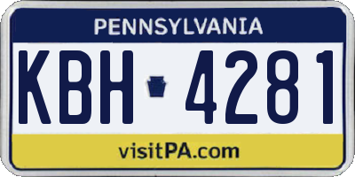 PA license plate KBH4281