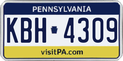 PA license plate KBH4309