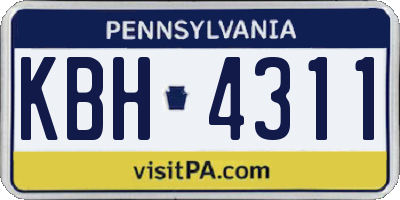 PA license plate KBH4311