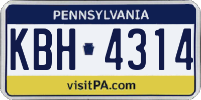 PA license plate KBH4314