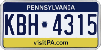 PA license plate KBH4315