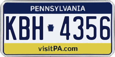 PA license plate KBH4356