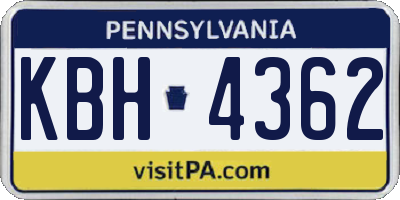 PA license plate KBH4362