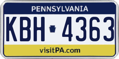PA license plate KBH4363