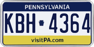 PA license plate KBH4364
