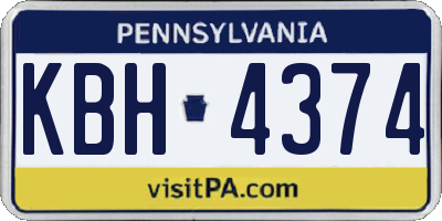 PA license plate KBH4374