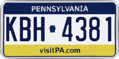 PA license plate KBH4381