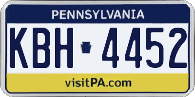 PA license plate KBH4452
