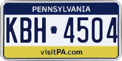 PA license plate KBH4504