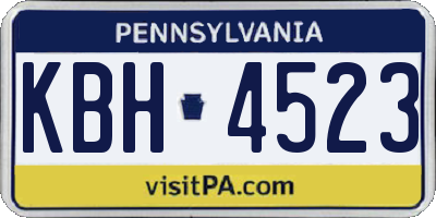 PA license plate KBH4523