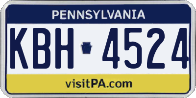 PA license plate KBH4524
