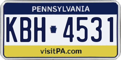 PA license plate KBH4531