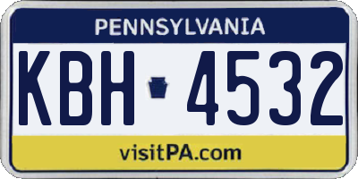 PA license plate KBH4532