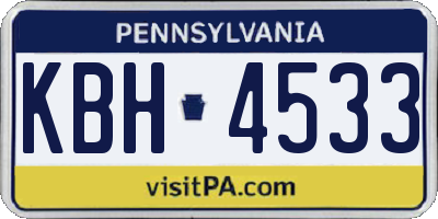 PA license plate KBH4533
