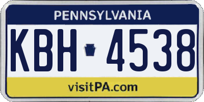 PA license plate KBH4538