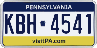 PA license plate KBH4541