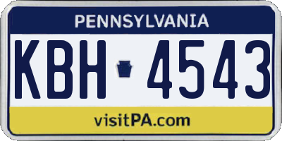 PA license plate KBH4543