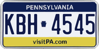PA license plate KBH4545