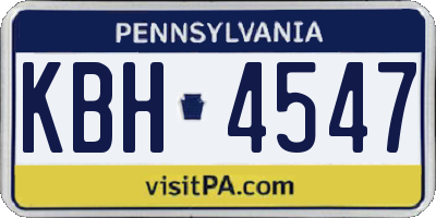 PA license plate KBH4547