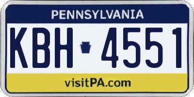 PA license plate KBH4551
