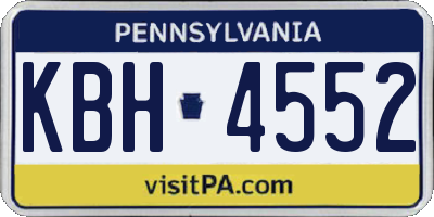 PA license plate KBH4552