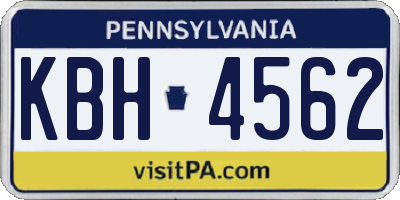 PA license plate KBH4562