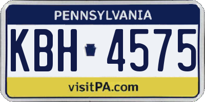 PA license plate KBH4575