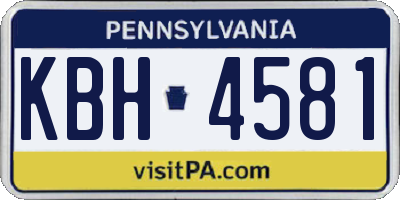 PA license plate KBH4581