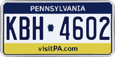 PA license plate KBH4602