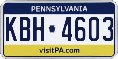 PA license plate KBH4603