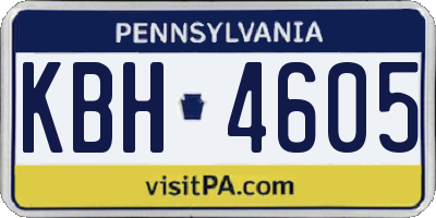 PA license plate KBH4605