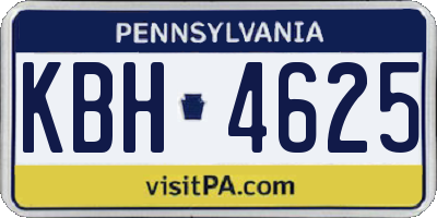 PA license plate KBH4625