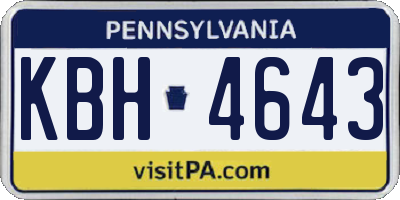 PA license plate KBH4643