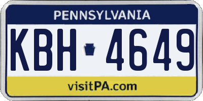PA license plate KBH4649