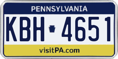 PA license plate KBH4651