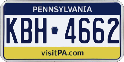 PA license plate KBH4662