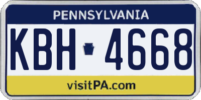 PA license plate KBH4668